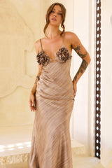 Found Myself Satin Maxi Dress - Latte